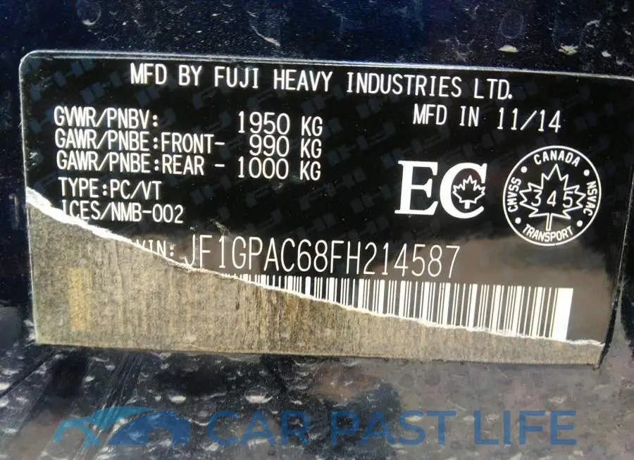 JF1GPAC68FH214587# 9
