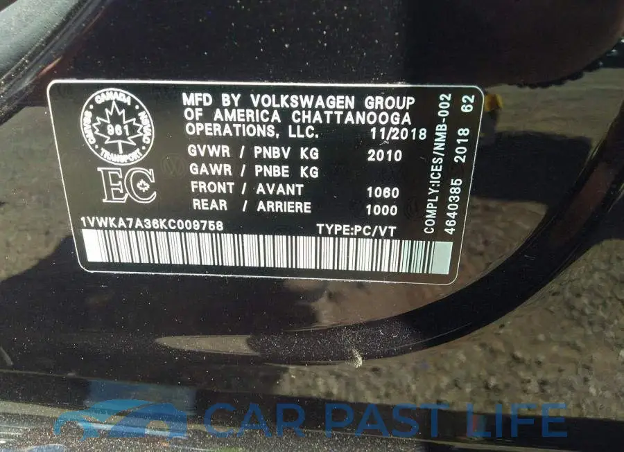 1VWKA7A36KC009758# 9