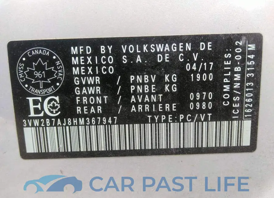 3VW2B7AJ8HM367947# 9