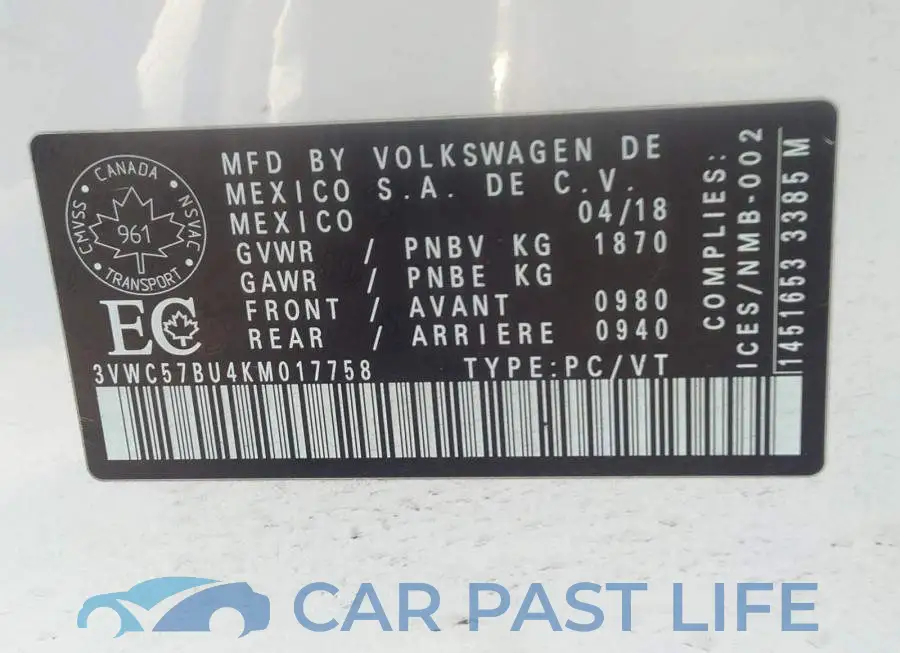 3VWC57BU4KM017758# 9