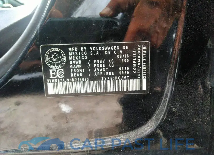 3VWDB7AJ9HM224093# 9