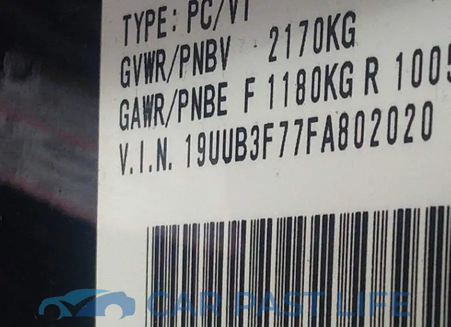 19UUB3F77FA802020# 9