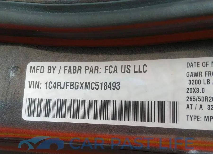 1C4RJFBGXMC518493# 9