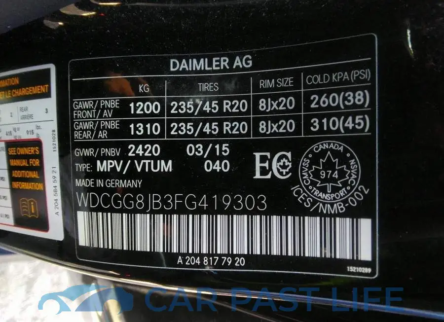 WDCGG8JB3FG419303# 9