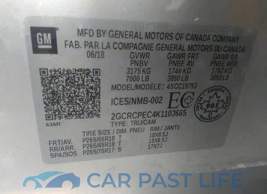 2GCRCPEC4K1103665# 9