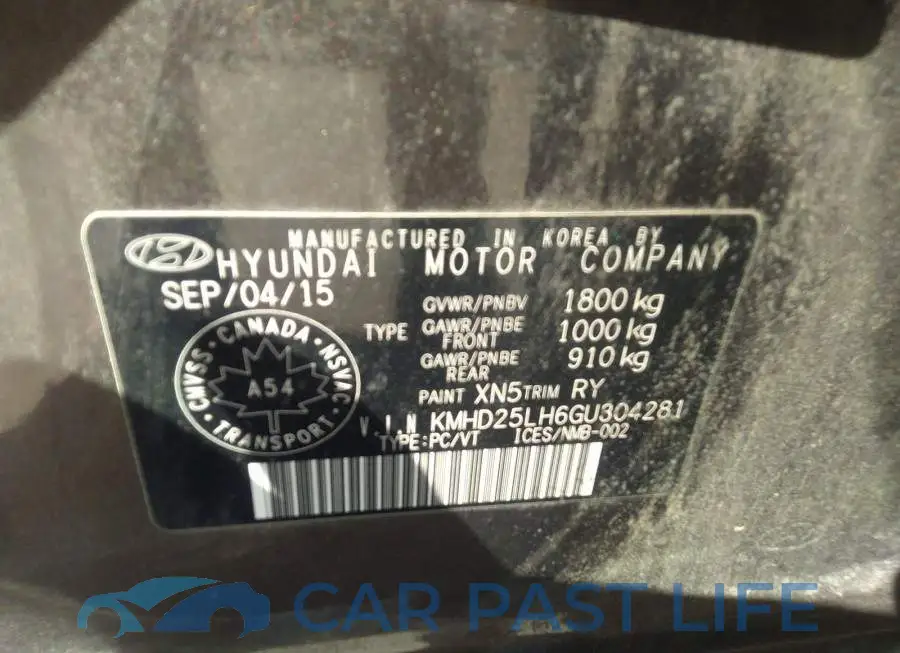 KMHD25LH6GU304281# 9