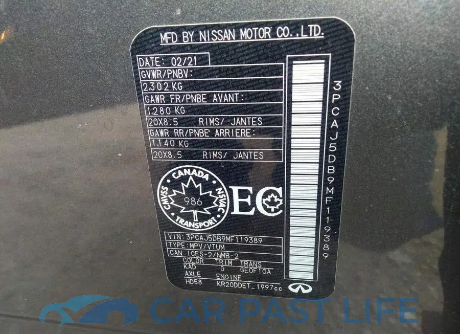 3PCAJ5DB9MF119389# 9