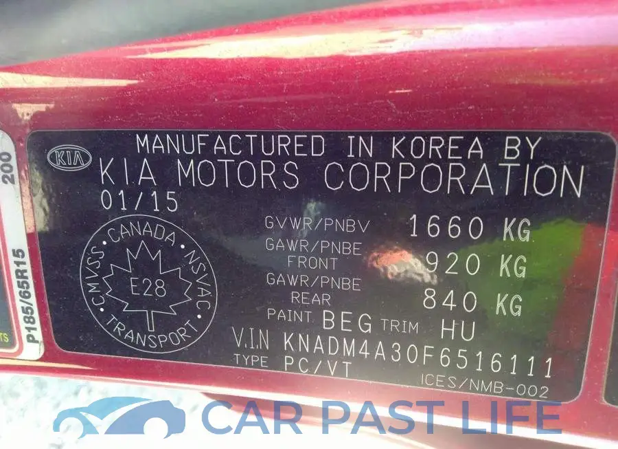 KNADM4A30F6516111# 9