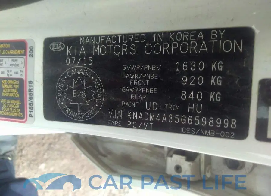 KNADM4A35G6598998# 9