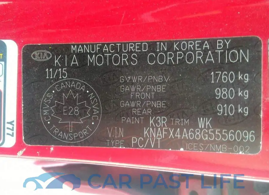 KNAFX4A68G5556096# 9