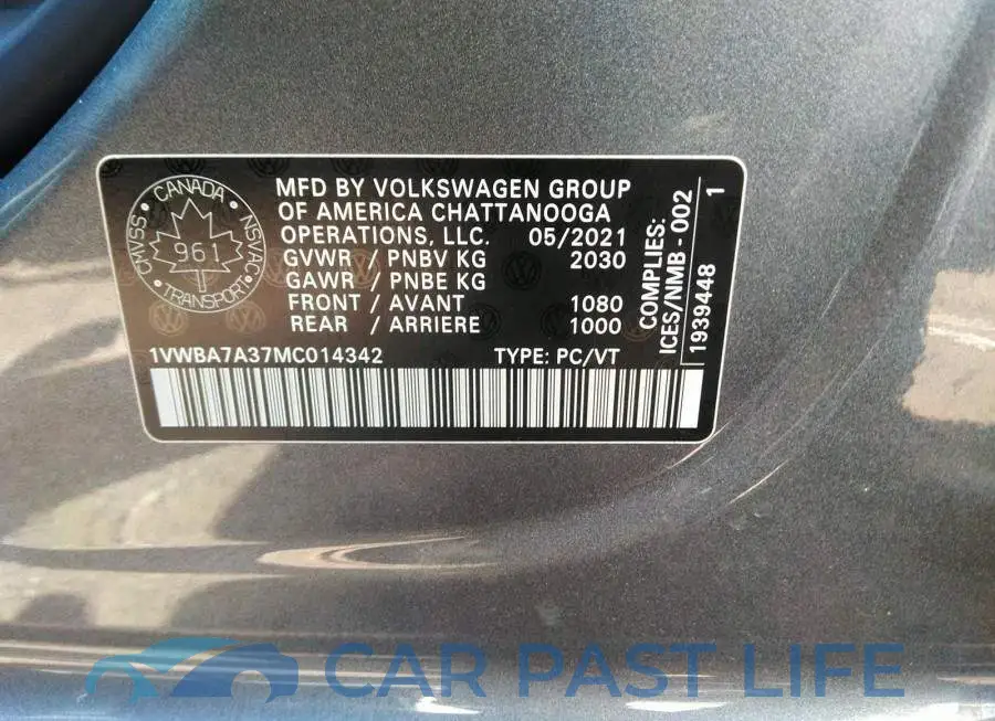 1VWBA7A37MC014342# 9