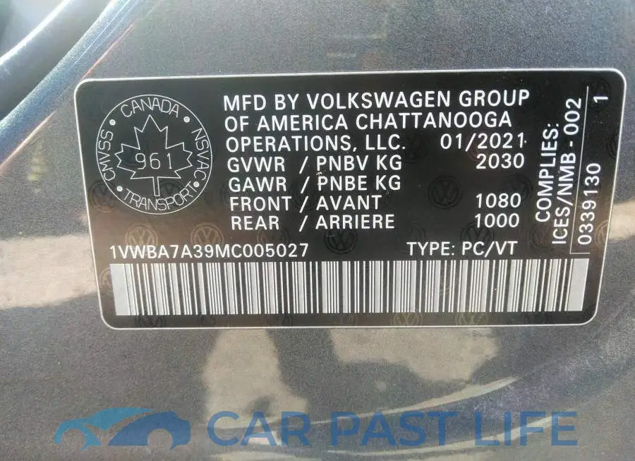 1VWBA7A39MC005027# 9