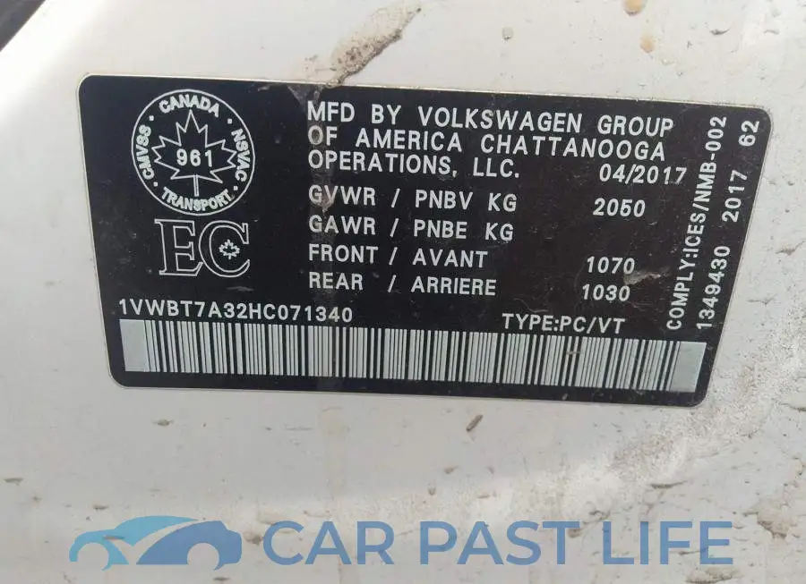 1VWBT7A32HC071340# 9