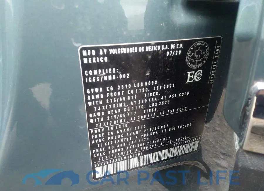 3VV2B7AX5LM151264# 9
