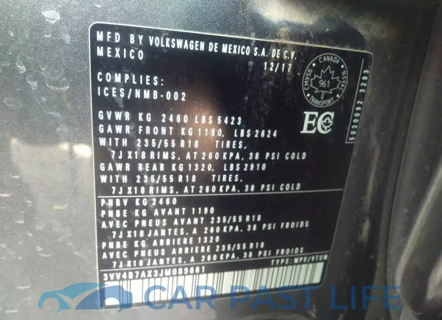 3VV4B7AX3JM089661# 9
