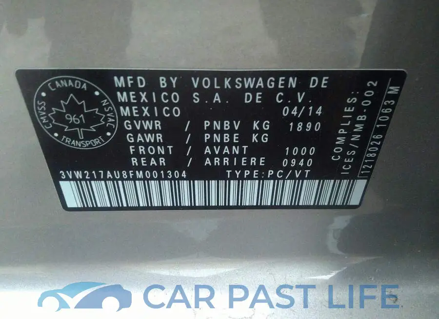 3VW217AU8FM001304# 9