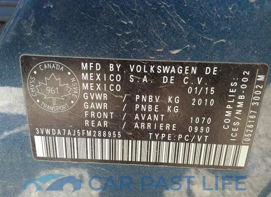 3VWDA7AJ5FM288955# 9