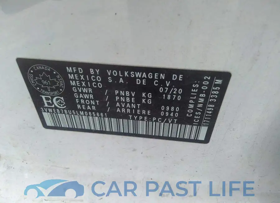 3VWEB7BU5LM065661# 9