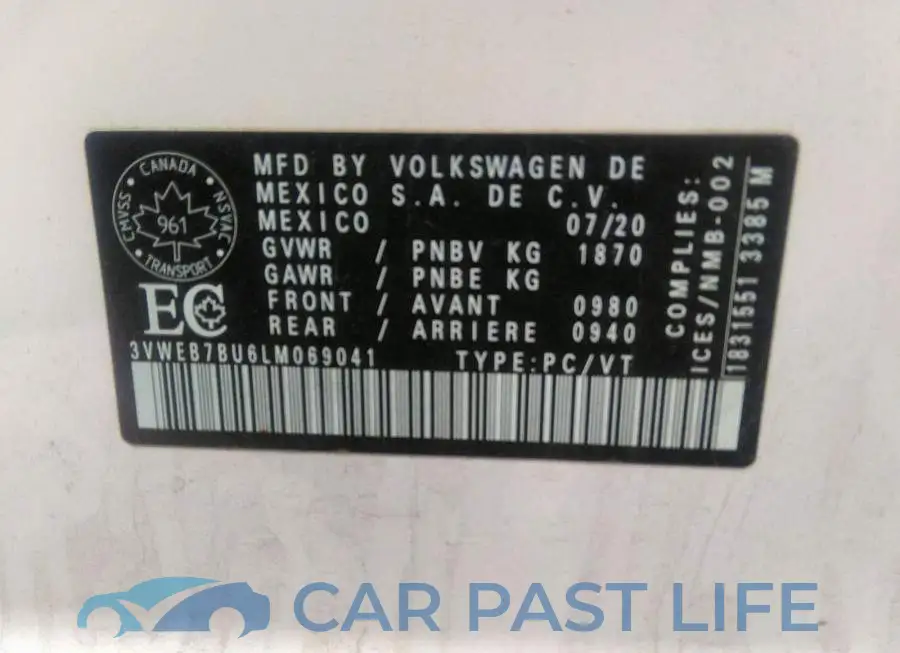 3VWEB7BU6LM069041# 9