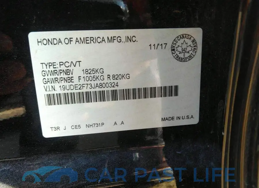 19UDE2F73JA800324# 9