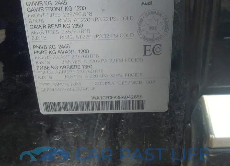 WA1CFCFP3FA042659# 9