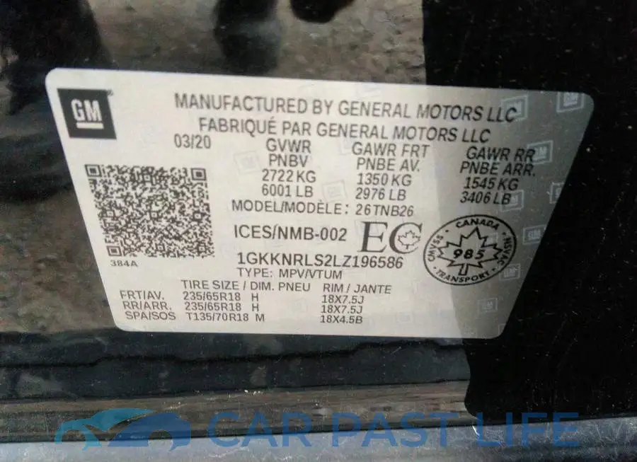 1GKKNRLS2LZ196586# 9
