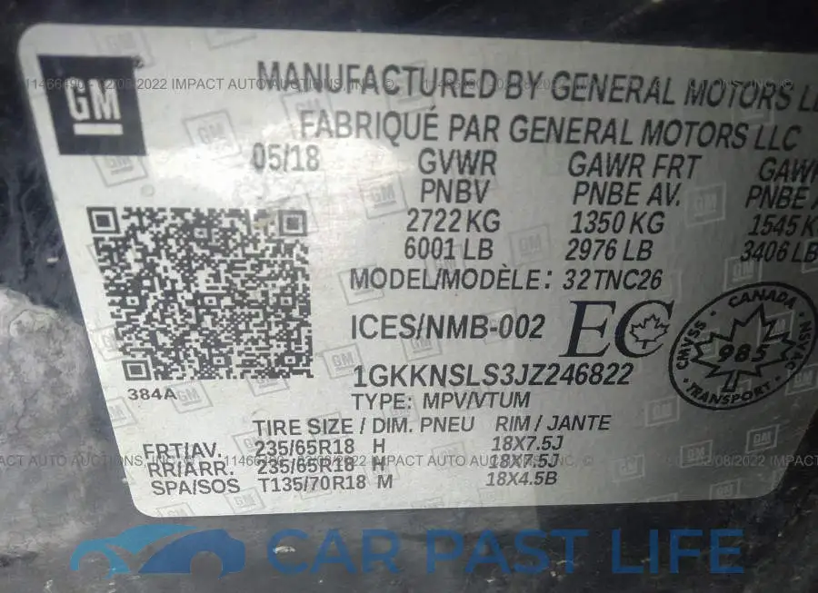 1GKKNSLS3JZ246822# 9