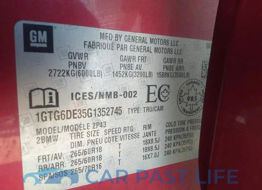 1GTG6DE35G1352745# 9