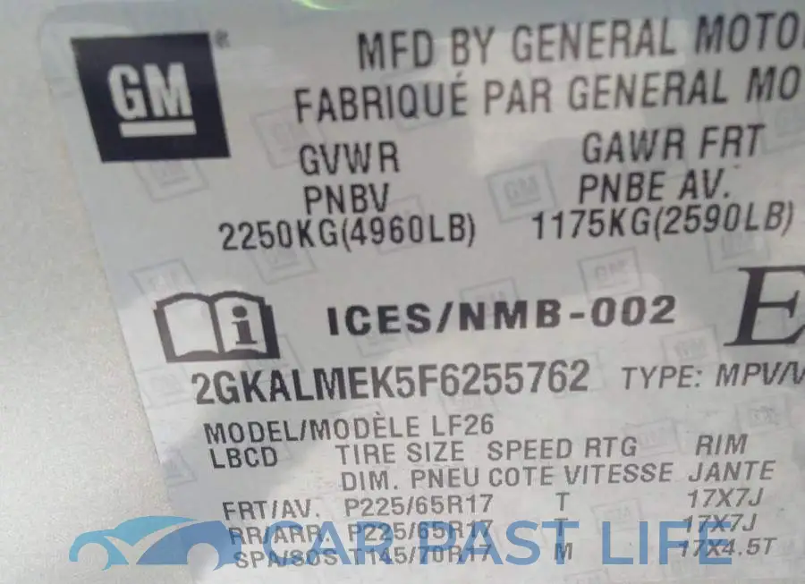 2GKALMEK5F6255762# 9
