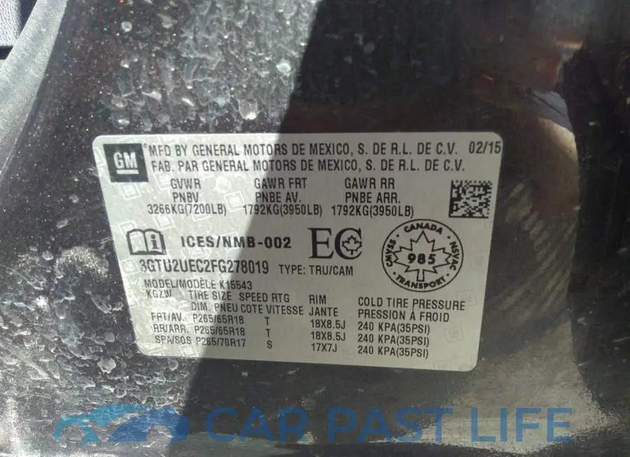 3GTU2UEC2FG278019# 9