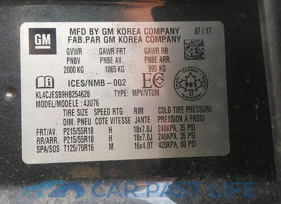 KL4CJESB9HB254628# 9