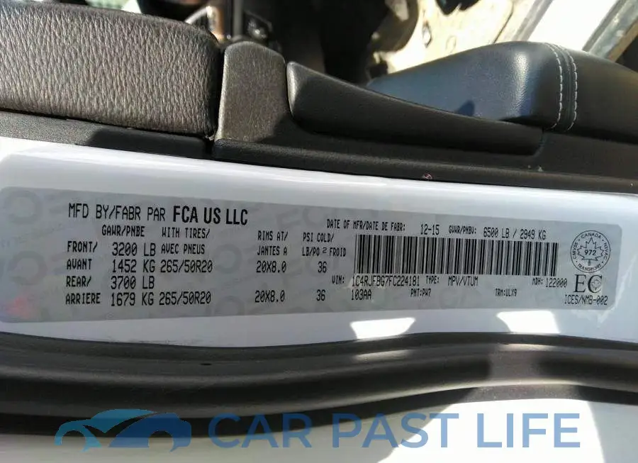 1C4RJFBG7FC224181# 9