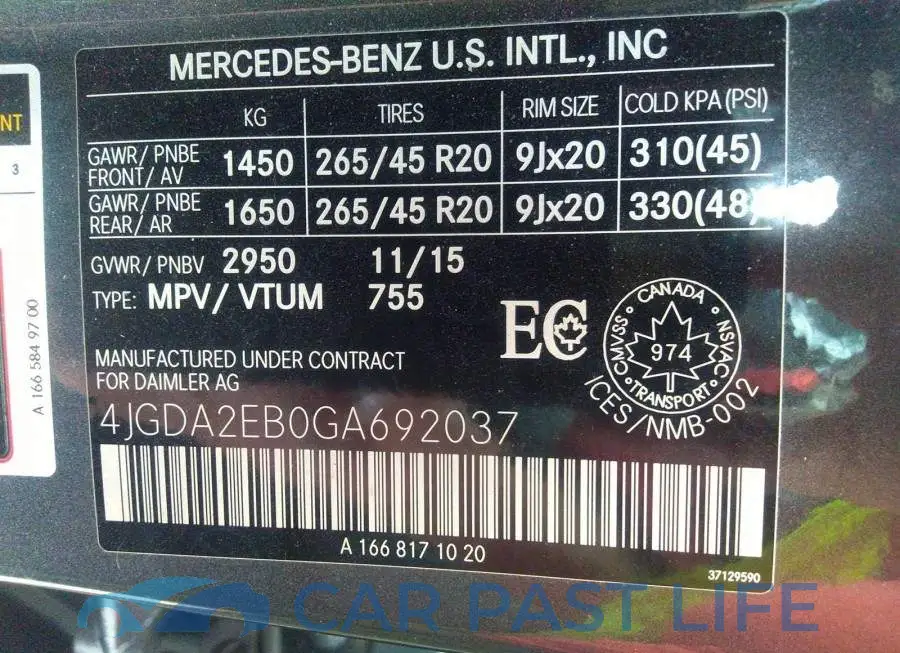 4JGDA2EB0GA692037# 9