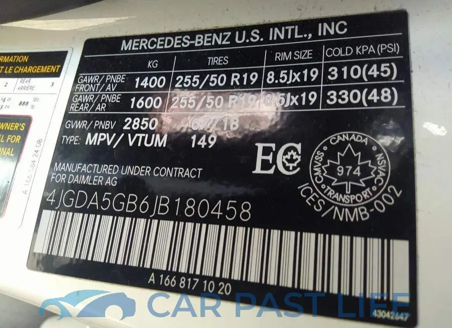 4JGDA5GB6JB180458# 9