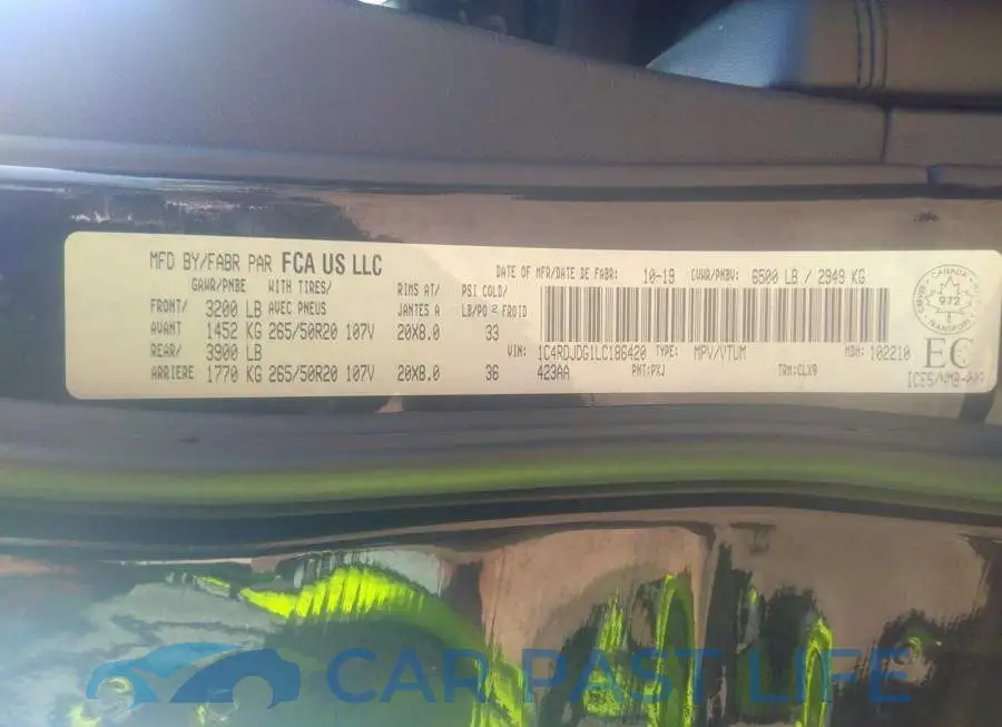 1C4RDJDG1LC186420# 9