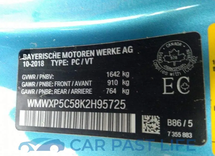 WMWXP5C58K2H95725# 9