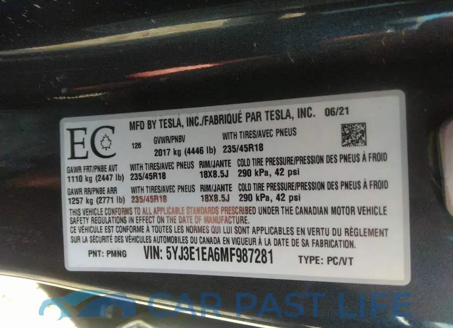 5YJ3E1EA6MF987281# 9