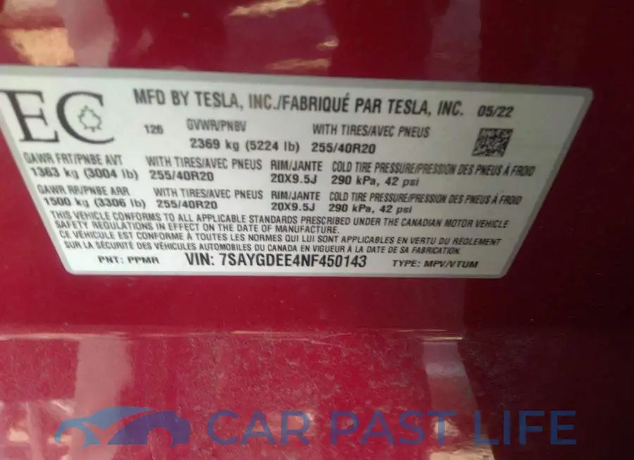 7SAYGDEE4NF450143# 9