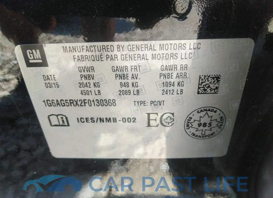1G6AG5RX2F0130368# 9