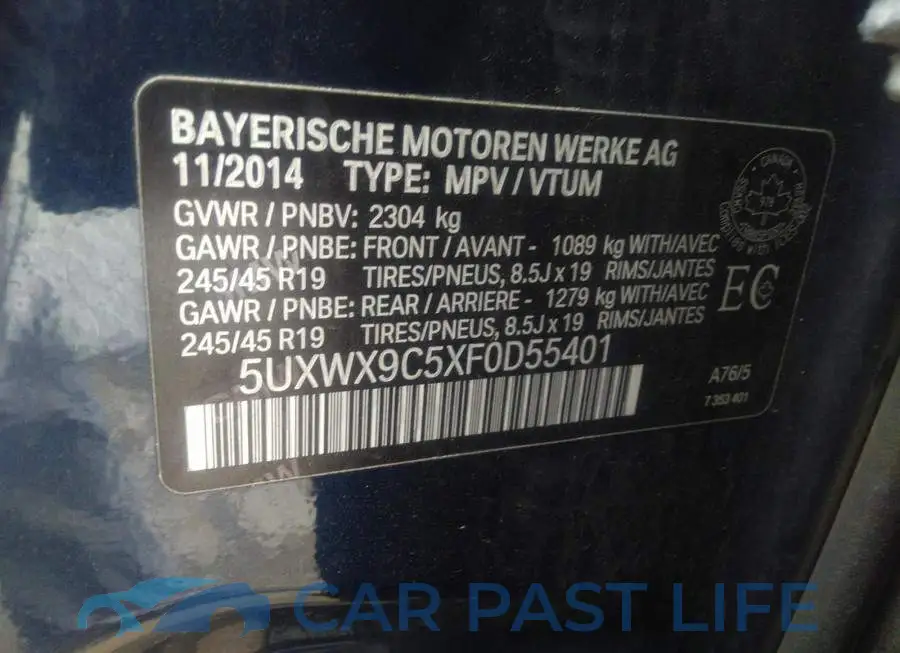 5UXWX9C5XF0D55401# 9