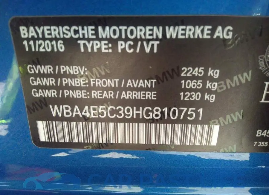 WBA4E5C39HG810751# 9