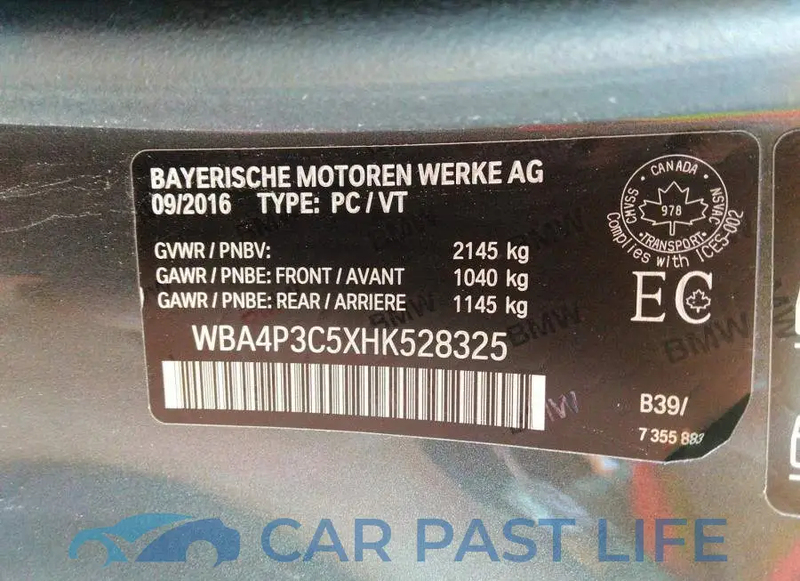 WBA4P3C5XHK528325# 9