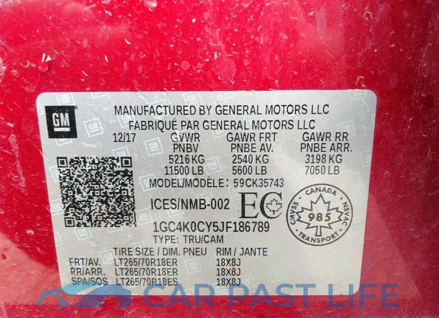 1GC4K0CY5JF186789# 9