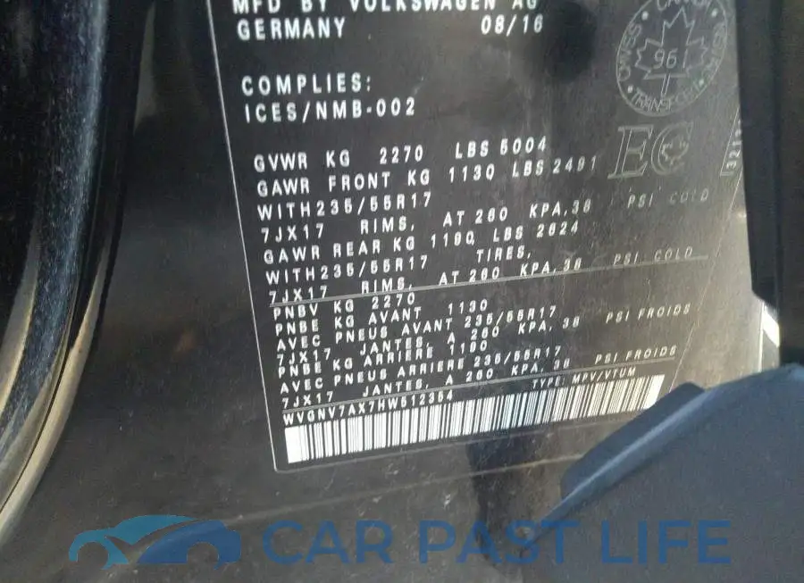 WVGNV7AX7HW512354# 9