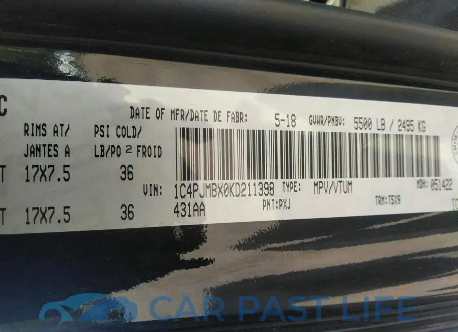 1C4PJMBX0KD211398# 9