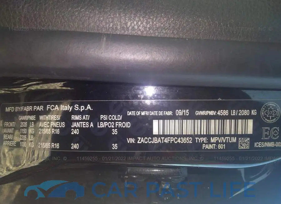 ZACCJBAT4FPC43652# 9