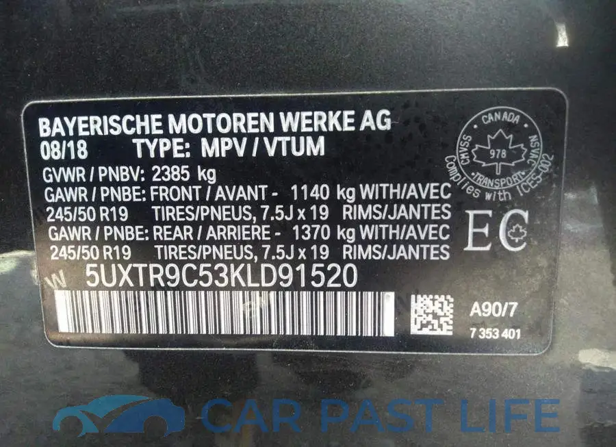 5UXTR9C53KLD91520# 9