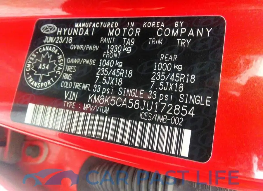KM8K5CA58JU172854# 9
