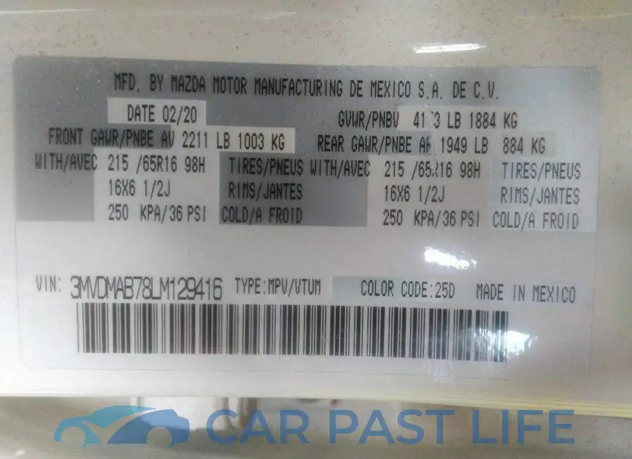 3MVDMAB78LM129416# 9