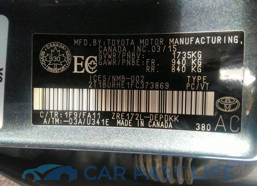 2T1BURHE1FC373869# 9